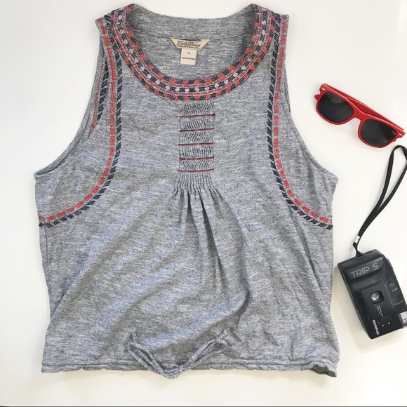 Lucky Brand Tops - Lucky brand gray sleeveless tank w/embroidery
